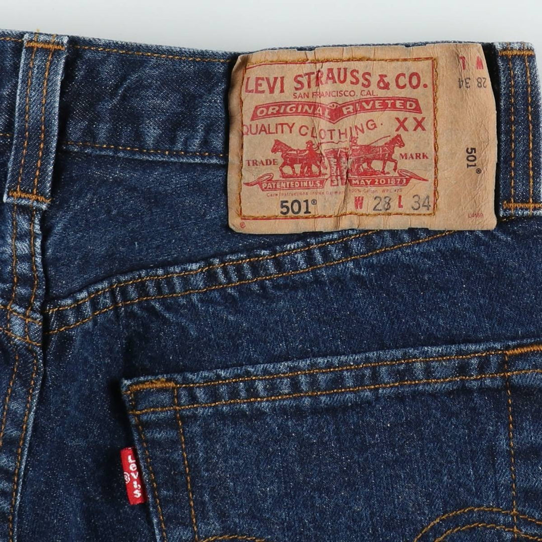 2000'S Levi's 501 Straight Leg Button-Fly Straight Denim Pants, Women's Size L (W29 equivalent) cotton navy blue type Vintage Second Hand