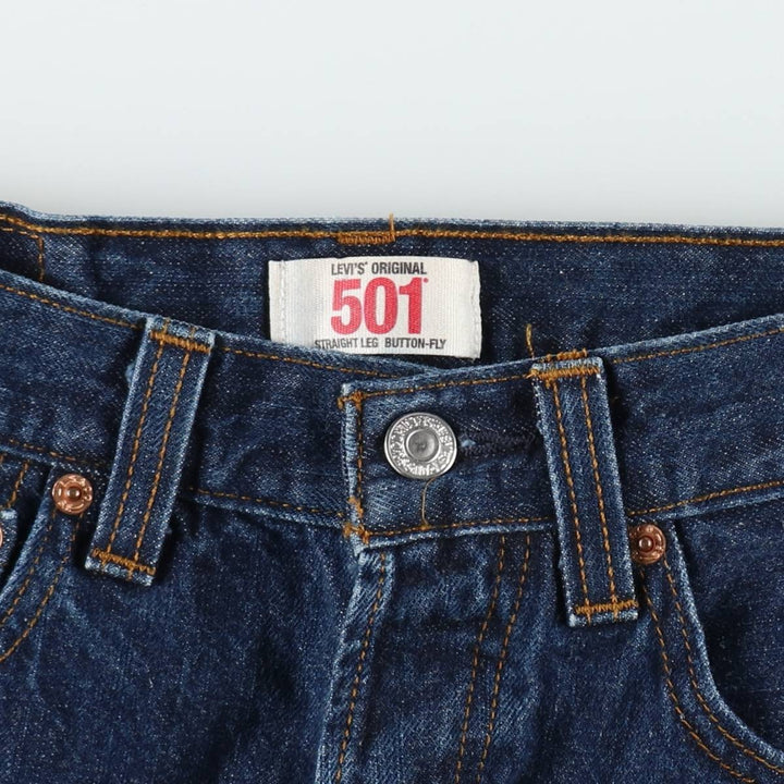 2000'S Levi's 501 Straight Leg Button-Fly Straight Denim Pants, Women's Size L (W29 equivalent) cotton navy blue type Vintage Second Hand