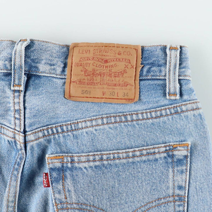 1990'S Levi's 501-0193 Straight Denim Pants, Made in USA, Women's Size L (equivalent to W29), Vintage cotton Blue type light blue Vintage Second Hand