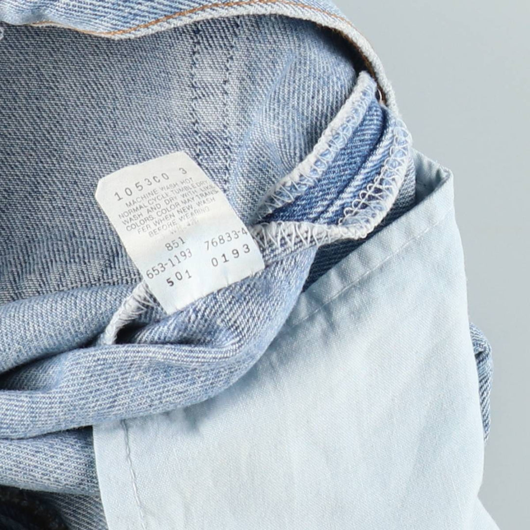 1990'S Levi's 501-0193 Straight Denim Pants, Made in USA, Women's Size L (equivalent to W29), Vintage cotton Blue type light blue Vintage Second Hand