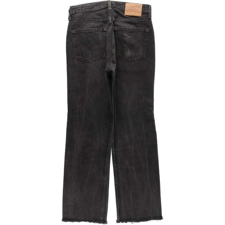 1990'S Levi's 6501-0660 Cut-off Black Denim Straight Leg Jeans, Made in USA, Women's Size L (W28 equivalent) cotton black type Vintage Second Hand