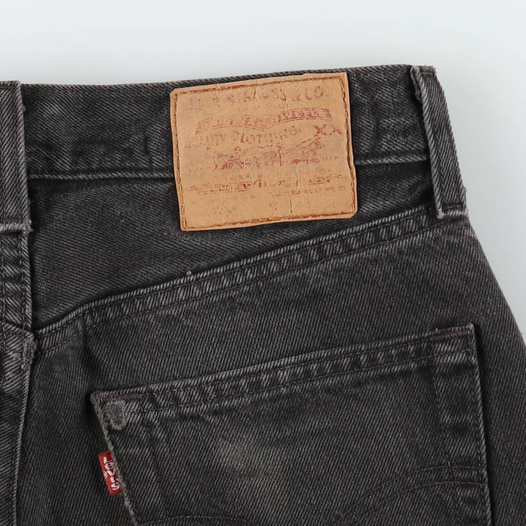 1990'S Levi's 6501-0660 Cut-off Black Denim Straight Leg Jeans, Made in USA, Women's Size L (W28 equivalent) cotton black type Vintage Second Hand