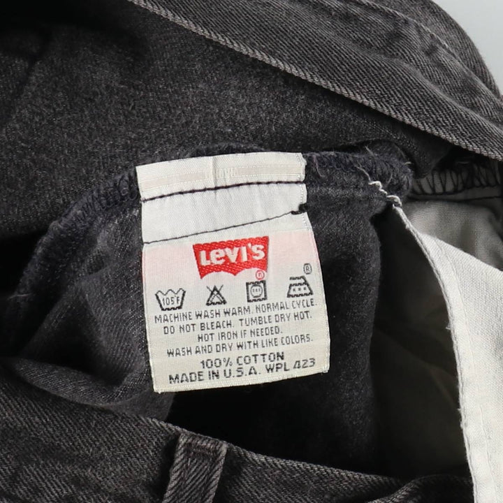 1990'S Levi's 6501-0660 Cut-off Black Denim Straight Leg Jeans, Made in USA, Women's Size L (W28 equivalent) cotton black type Vintage Second Hand