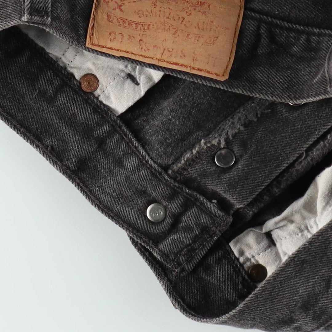 1990'S Levi's 6501-0660 Cut-off Black Denim Straight Leg Jeans, Made in USA, Women's Size L (W28 equivalent) cotton black type Vintage Second Hand