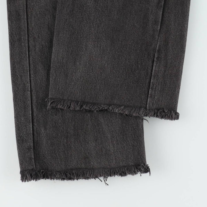 1990'S Levi's 6501-0660 Cut-off Black Denim Straight Leg Jeans, Made in USA, Women's Size L (W28 equivalent) cotton black type Vintage Second Hand