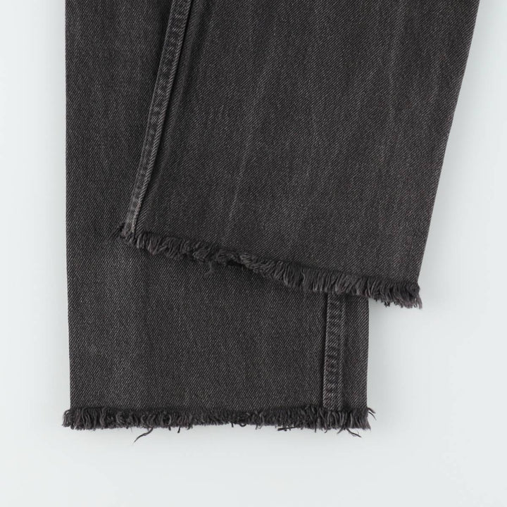 1990'S Levi's 6501-0660 Cut-off Black Denim Straight Leg Jeans, Made in USA, Women's Size L (W28 equivalent) cotton black type Vintage Second Hand