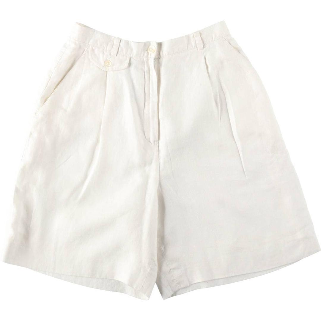 Ralph Lauren LAUREN One-tuck Linen Shorts, Women's Size M (W26 equivalent) linen white type Vintage Second Hand