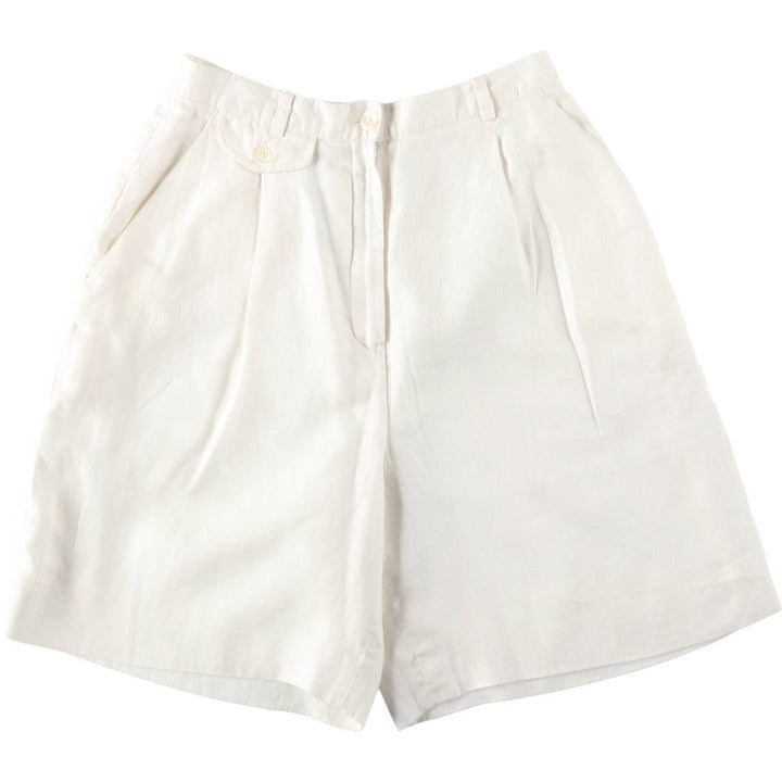 Ralph Lauren LAUREN One-tuck Linen Shorts, Women's Size M (W26 equivalent) linen white type Vintage Second Hand