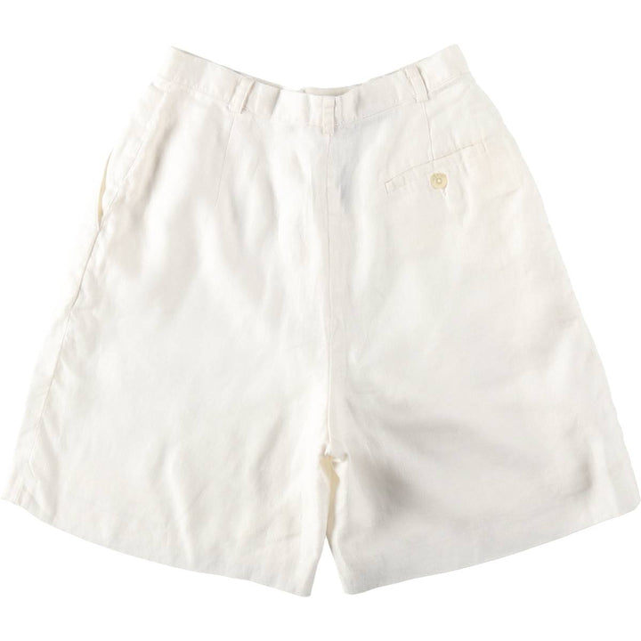 Ralph Lauren LAUREN One-tuck Linen Shorts, Women's Size M (W26 equivalent) linen white type Vintage Second Hand