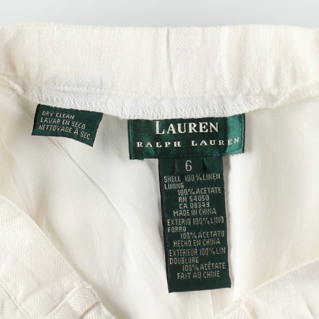 Ralph Lauren LAUREN One-tuck Linen Shorts, Women's Size M (W26 equivalent) linen white type Vintage Second Hand