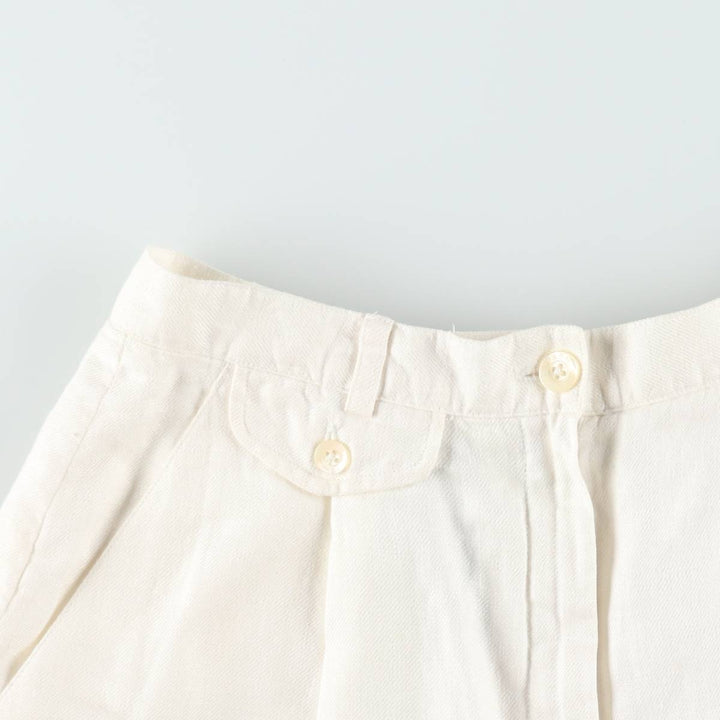 Ralph Lauren LAUREN One-tuck Linen Shorts, Women's Size M (W26 equivalent) linen white type Vintage Second Hand