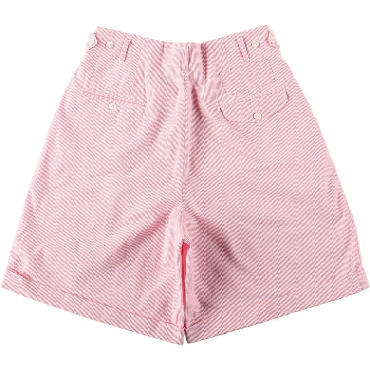 Ralph Lauren Stripe Pattern Seersucker Two-Pleat Cotton Shorts, Women's Size L (equivalent to W28) cotton pink type Vintage Second Hand