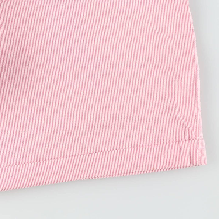 Ralph Lauren Stripe Pattern Seersucker Two-Pleat Cotton Shorts, Women's Size L (equivalent to W28) cotton pink type Vintage Second Hand