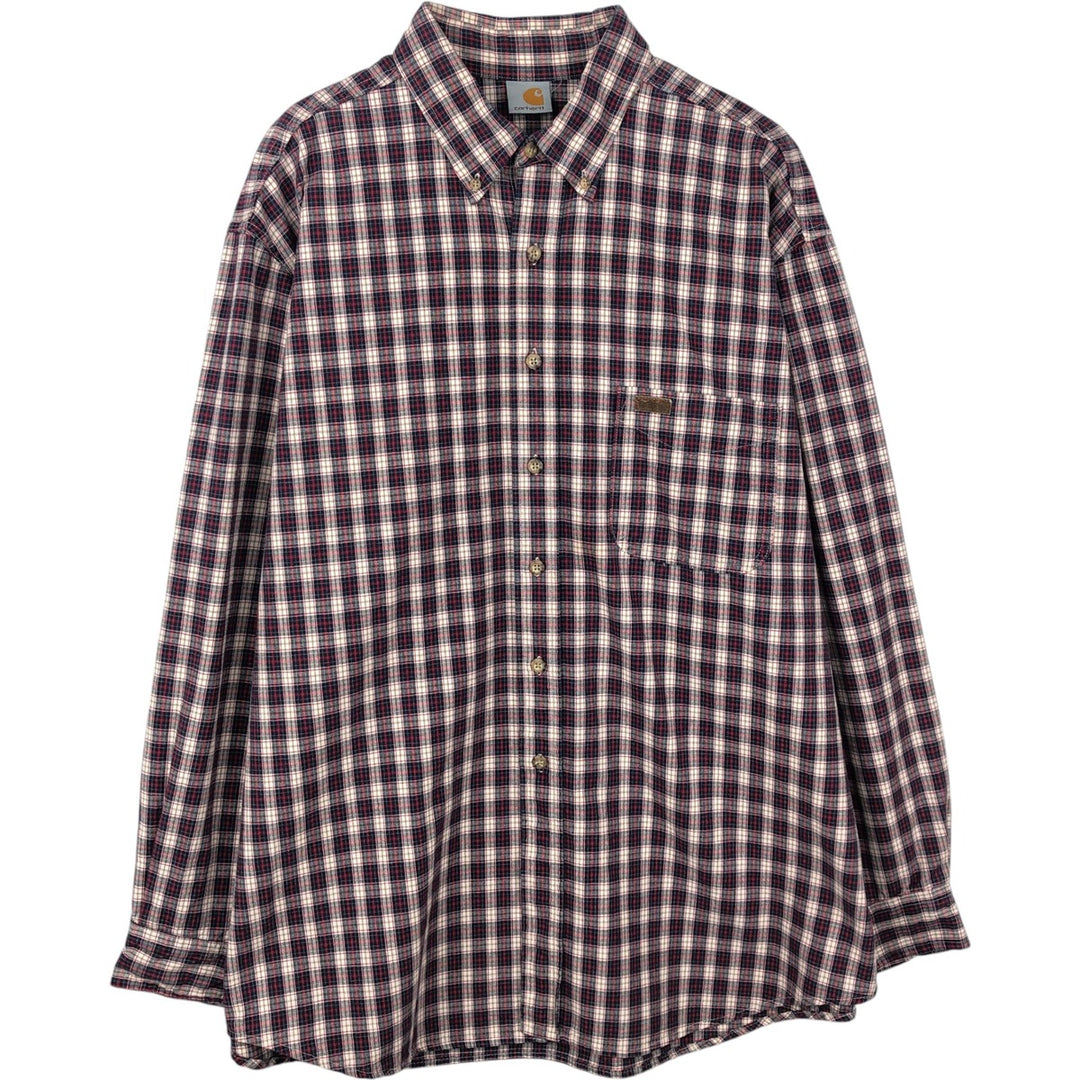 Carhartt Check Pattern Long Sleeve Button-Down Work Shirt, Men's XL unclear navy blue type Vintage Second Hand