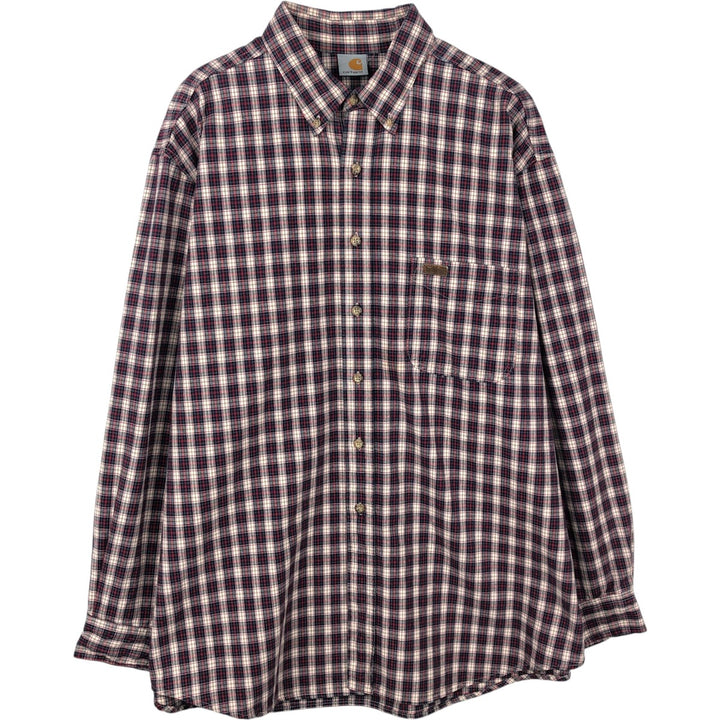 Carhartt Check Pattern Long Sleeve Button-Down Work Shirt, Men's XL unclear navy blue type Vintage Second Hand