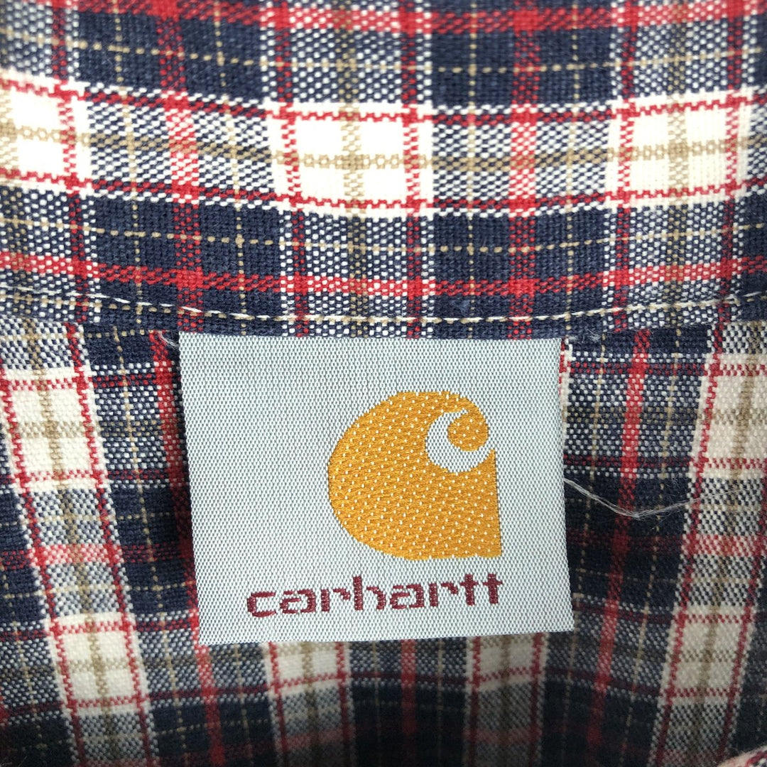 Carhartt Check Pattern Long Sleeve Button-Down Work Shirt, Men's XL unclear navy blue type Vintage Second Hand