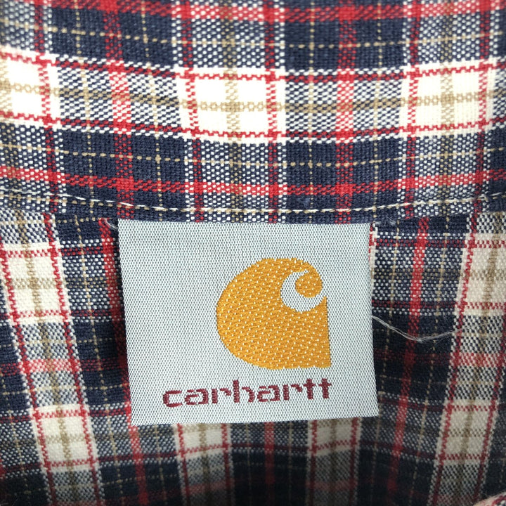 Carhartt Check Pattern Long Sleeve Button-Down Work Shirt, Men's XL unclear navy blue type Vintage Second Hand