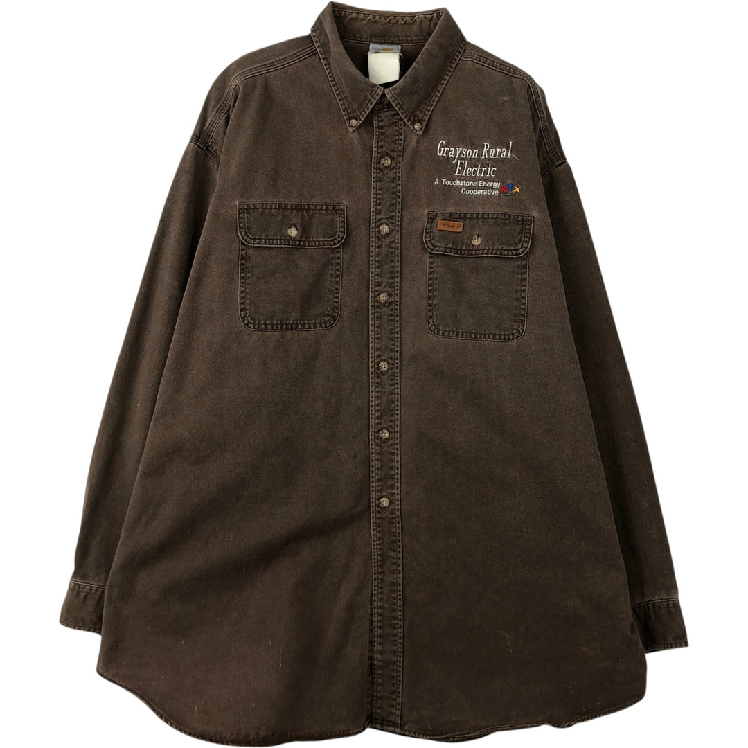 Carhartt Long-Sleeve Button-Down Work Shirt unclear brown type Vintage Second Hand