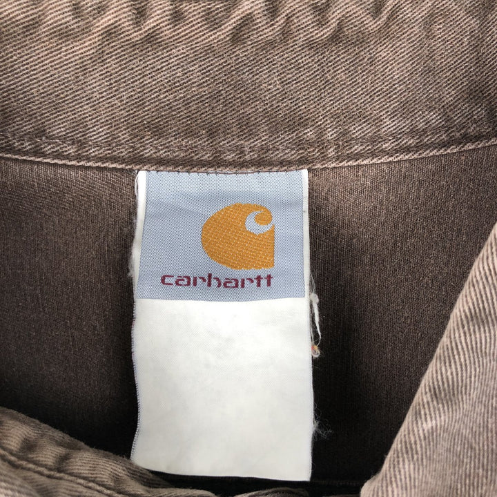 Carhartt Long-Sleeve Button-Down Work Shirt unclear brown type Vintage Second Hand