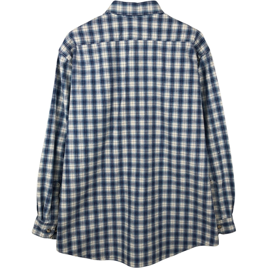 Carhartt Check Pattern Long Sleeve Button-Down Work Shirt, Made in USA, Men's Size L (approx.) cotton pale white type Vintage Second Hand