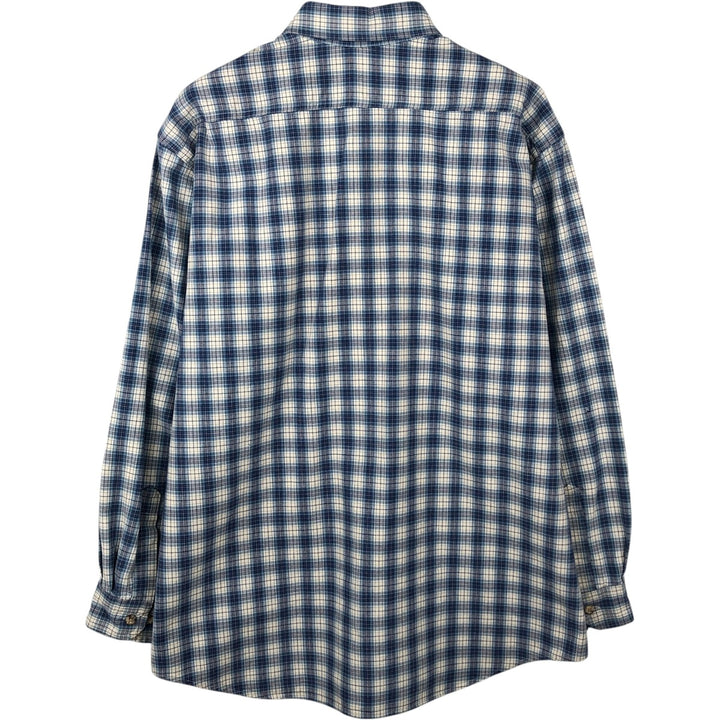 Carhartt Check Pattern Long Sleeve Button-Down Work Shirt, Made in USA, Men's Size L (approx.) cotton pale white type Vintage Second Hand
