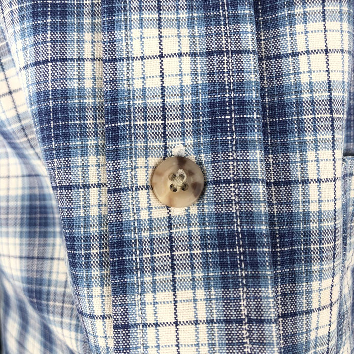 Carhartt Check Pattern Long Sleeve Button-Down Work Shirt, Made in USA, Men's Size L (approx.) cotton pale white type Vintage Second Hand