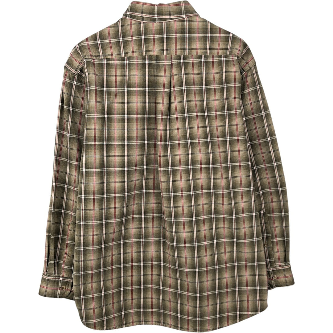 Carhartt Check Pattern Long Sleeve Button-Down Work Shirt, Men's Size L cotton beige type brown Vintage Second Hand