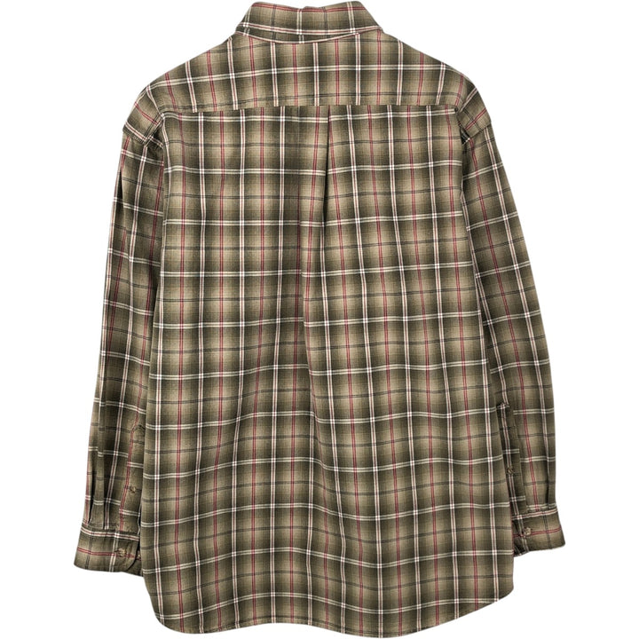 Carhartt Check Pattern Long Sleeve Button-Down Work Shirt, Men's Size L cotton beige type brown Vintage Second Hand