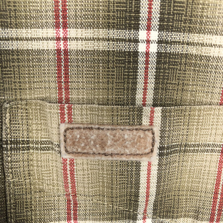 Carhartt Check Pattern Long Sleeve Button-Down Work Shirt, Men's Size L cotton beige type brown Vintage Second Hand