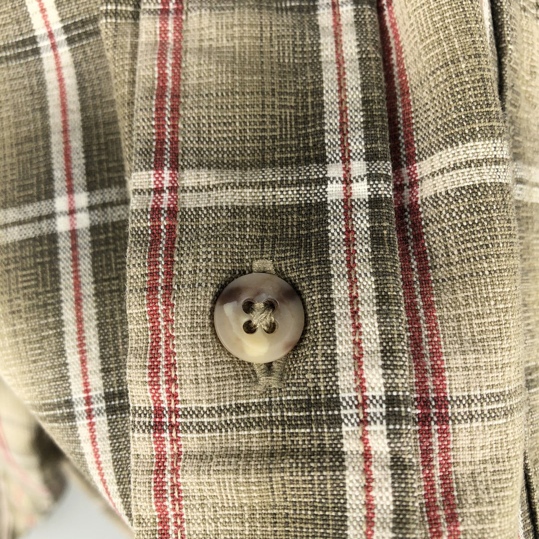 Carhartt Check Pattern Long Sleeve Button-Down Work Shirt, Men's Size L cotton beige type brown Vintage Second Hand