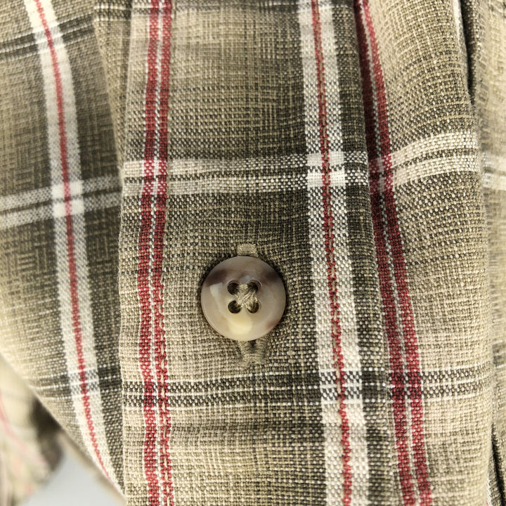 Carhartt Check Pattern Long Sleeve Button-Down Work Shirt, Men's Size L cotton beige type brown Vintage Second Hand