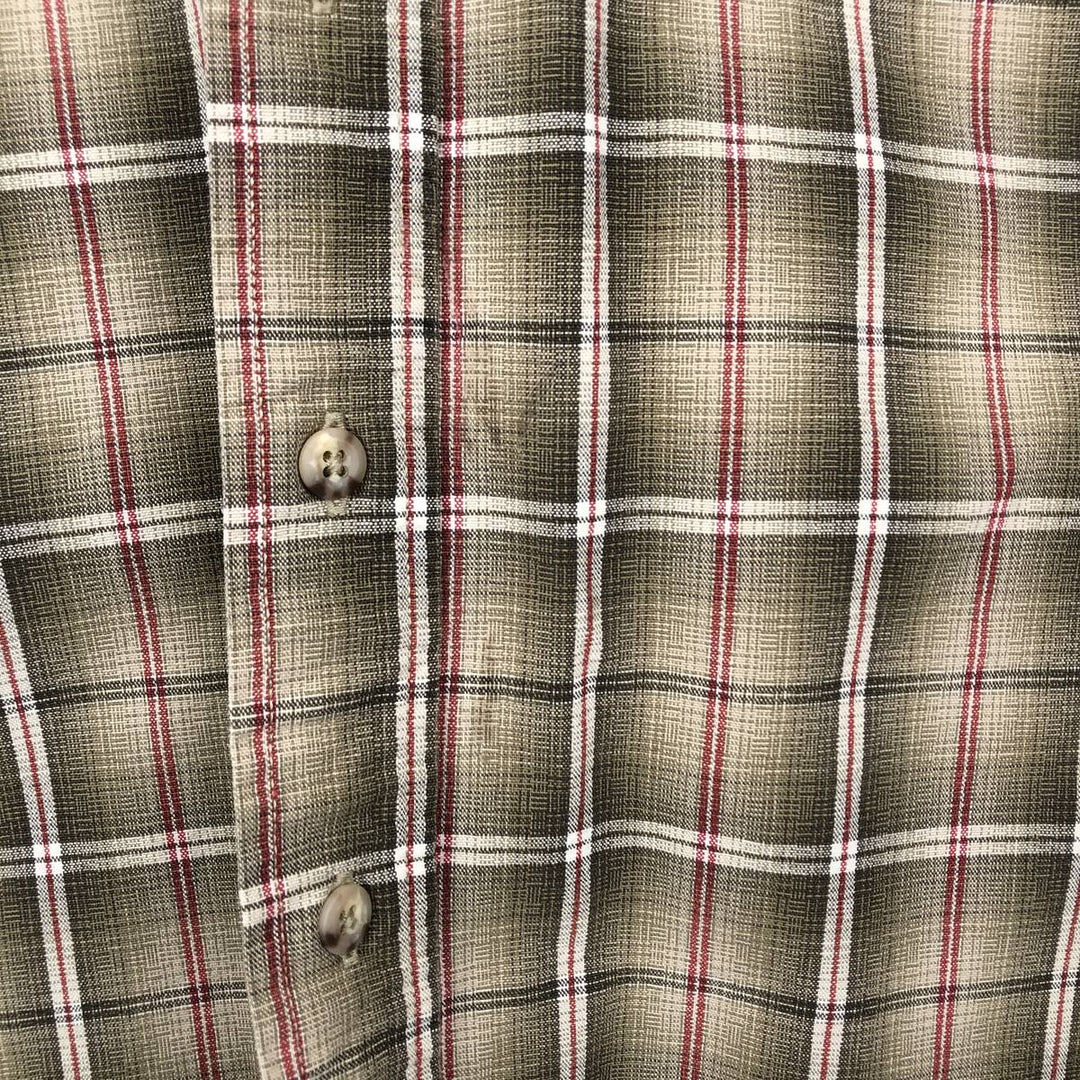 Carhartt Check Pattern Long Sleeve Button-Down Work Shirt, Men's Size L cotton beige type brown Vintage Second Hand