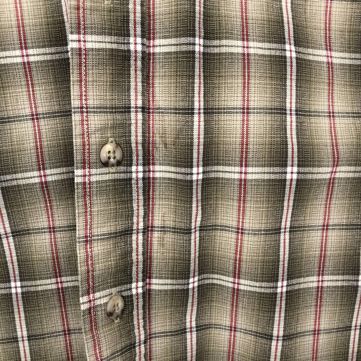 Carhartt Check Pattern Long Sleeve Button-Down Work Shirt, Men's Size L cotton beige type brown Vintage Second Hand