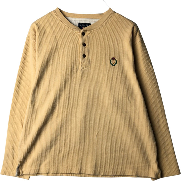 Vintage 1980'S Ralph Lauren Chaps Henley-neck long-sleeved T-shirt, size L, men's size L cotton yellow type Vintage Second Hand