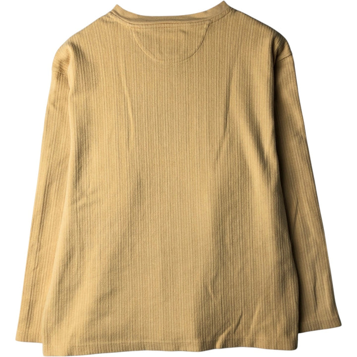 Vintage 1980'S Ralph Lauren Chaps Henley-neck long-sleeved T-shirt, size L, men's size L cotton yellow type Vintage Second Hand