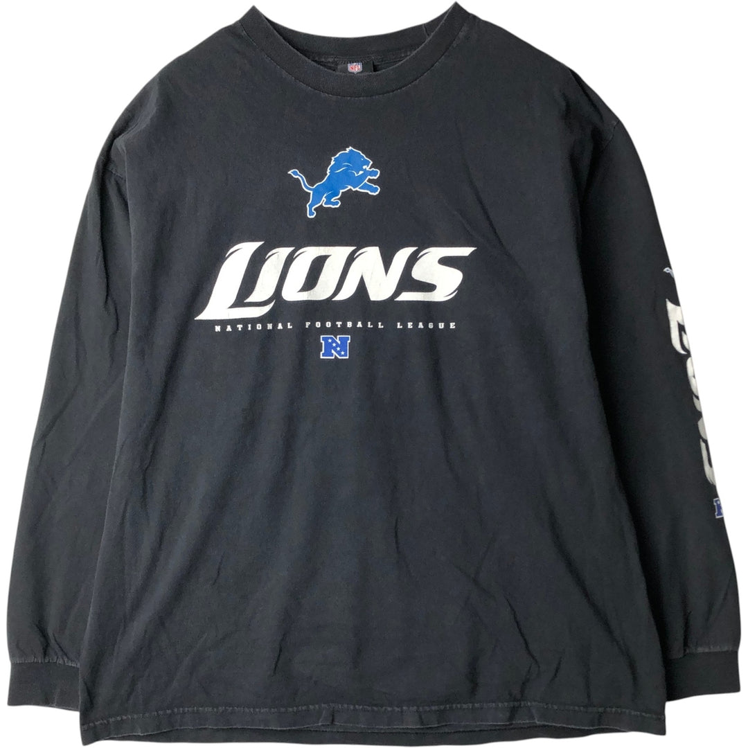 NFL Detroit Lions Long-Sleeve T-Shirt (Men's XXL equivalent) cotton black type Vintage Second Hand