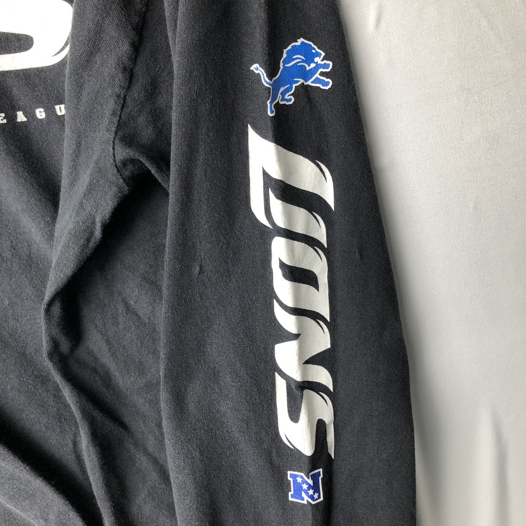 NFL Detroit Lions Long-Sleeve T-Shirt (Men's XXL equivalent) cotton black type Vintage Second Hand
