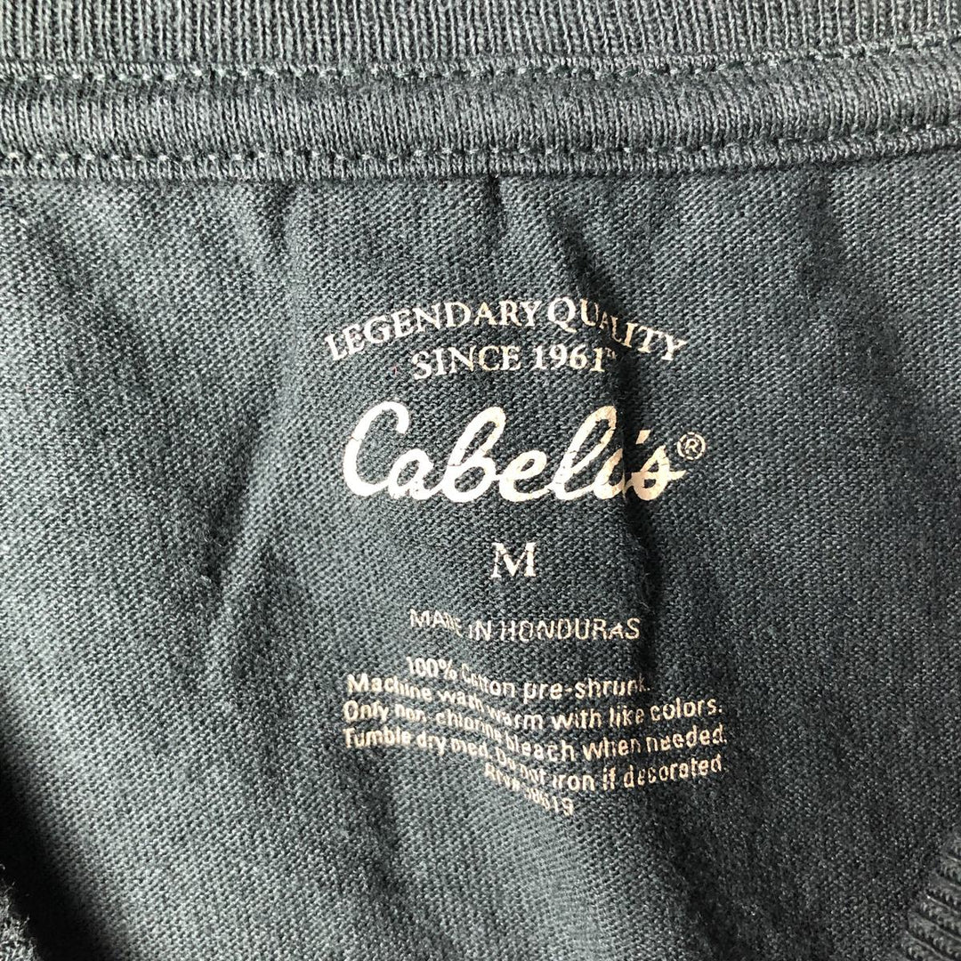 Cabelas Labrador Retriever Dog Pattern Long-Sleeve T-Shirt (Men's Size M) cotton Green type dark green Vintage Second Hand