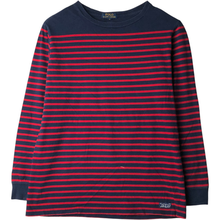 Ralph Lauren POLO RALPH LAUREN Striped Pattern Long-Sleeve T-Shirt (Men's Size S) cotton navy blue type Vintage Second Hand
