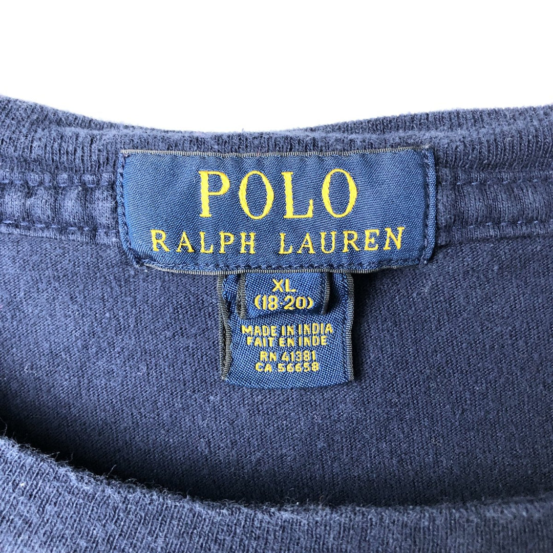 Ralph Lauren POLO RALPH LAUREN Striped Pattern Long-Sleeve T-Shirt (Men's Size S) cotton navy blue type Vintage Second Hand