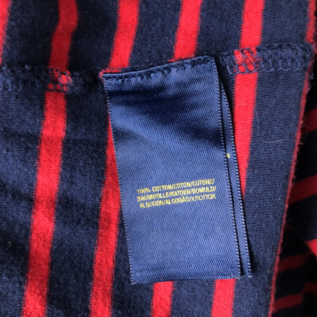 Ralph Lauren POLO RALPH LAUREN Striped Pattern Long-Sleeve T-Shirt (Men's Size S) cotton navy blue type Vintage Second Hand