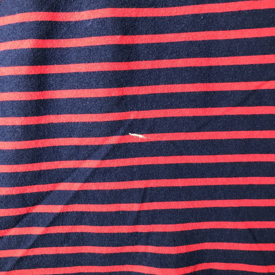 Ralph Lauren POLO RALPH LAUREN Striped Pattern Long-Sleeve T-Shirt (Men's Size S) cotton navy blue type Vintage Second Hand
