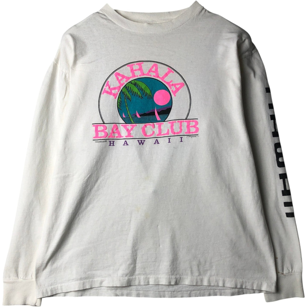 ~90'S American Way Long-Sleeve T-Shirt, Made in USA, Men's XL equivalent, Vintage acrylic white type Vintage Second Hand