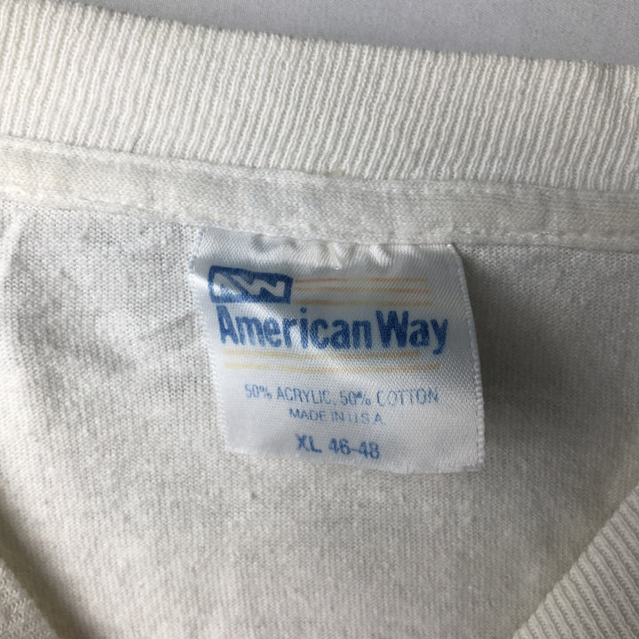 ~90'S American Way Long-Sleeve T-Shirt, Made in USA, Men's XL equivalent, Vintage acrylic white type Vintage Second Hand