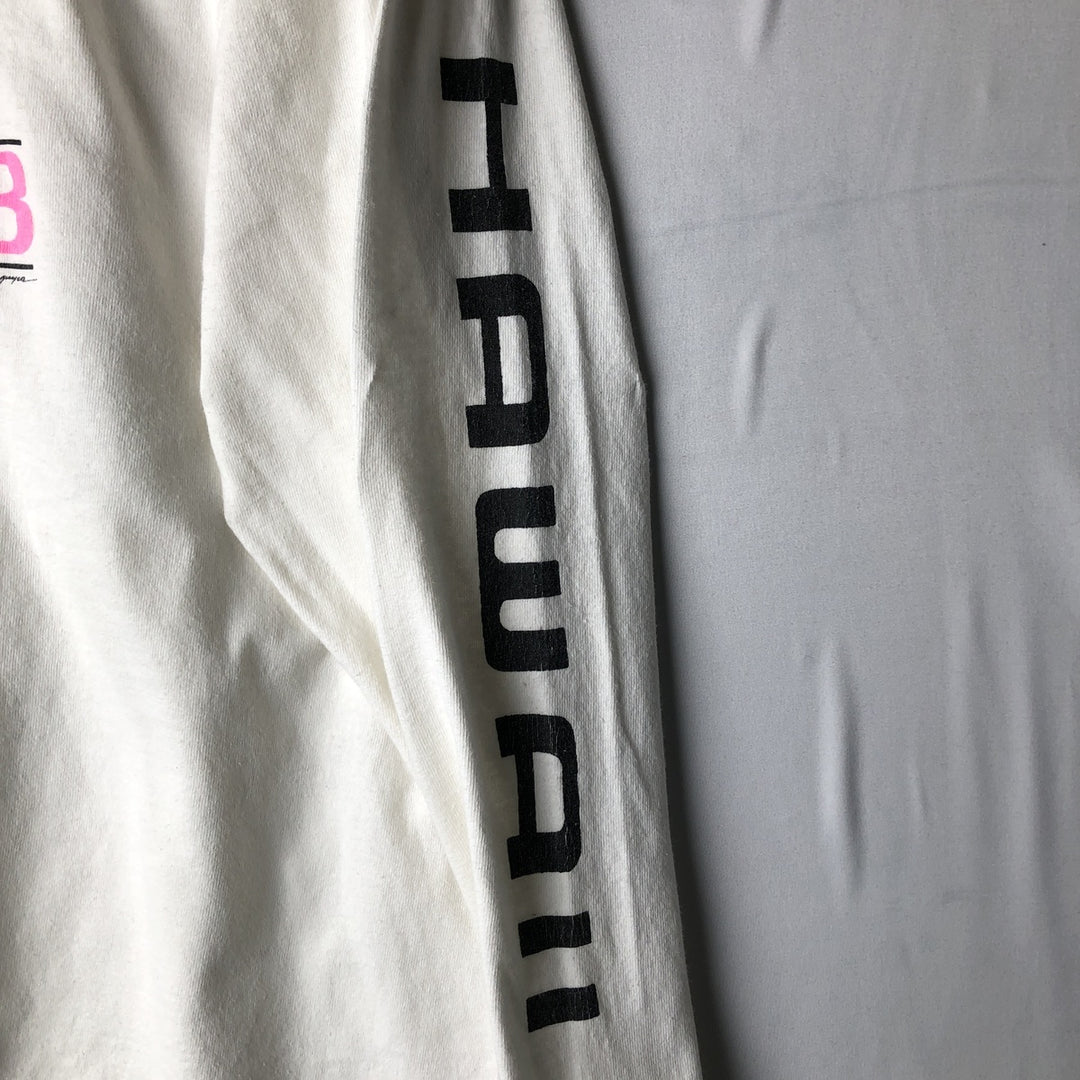 ~90'S American Way Long-Sleeve T-Shirt, Made in USA, Men's XL equivalent, Vintage acrylic white type Vintage Second Hand