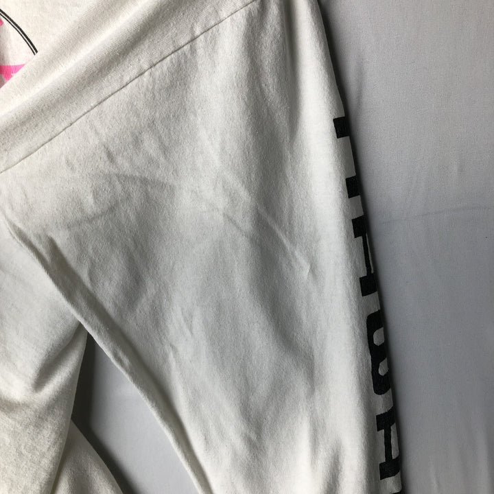 ~90'S American Way Long-Sleeve T-Shirt, Made in USA, Men's XL equivalent, Vintage acrylic white type Vintage Second Hand