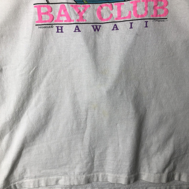 ~90'S American Way Long-Sleeve T-Shirt, Made in USA, Men's XL equivalent, Vintage acrylic white type Vintage Second Hand