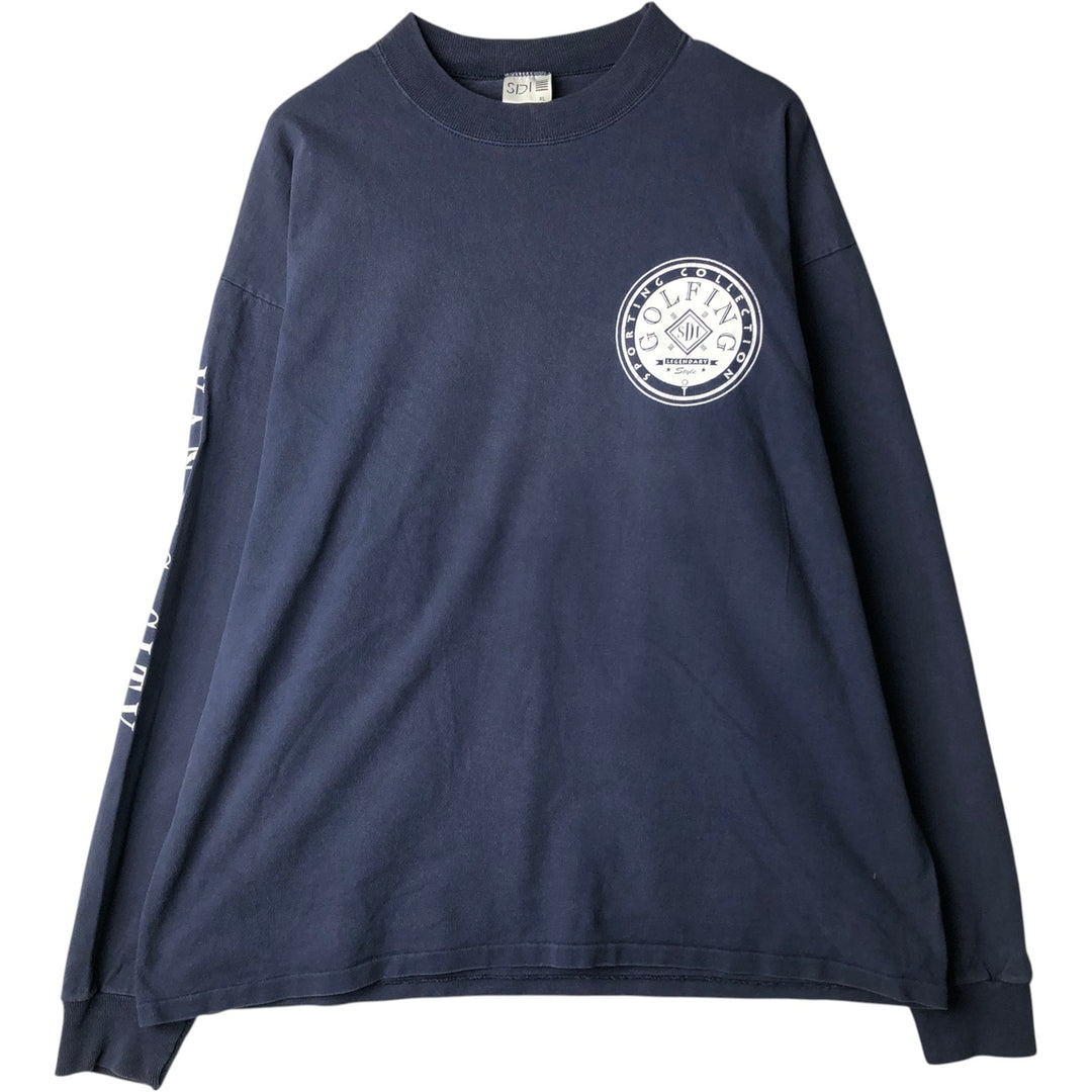 90'S SDI Long-Sleeve T-Shirt, Made in USA, Men's XL equivalent, Vintage cotton navy blue type Vintage Second Hand