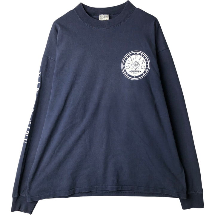 90'S SDI Long-Sleeve T-Shirt, Made in USA, Men's XL equivalent, Vintage cotton navy blue type Vintage Second Hand