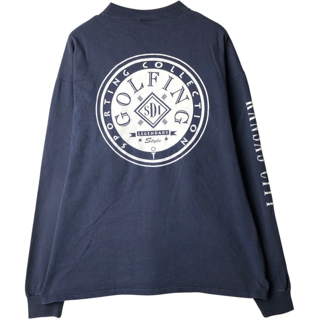 90'S SDI Long-Sleeve T-Shirt, Made in USA, Men's XL equivalent, Vintage cotton navy blue type Vintage Second Hand